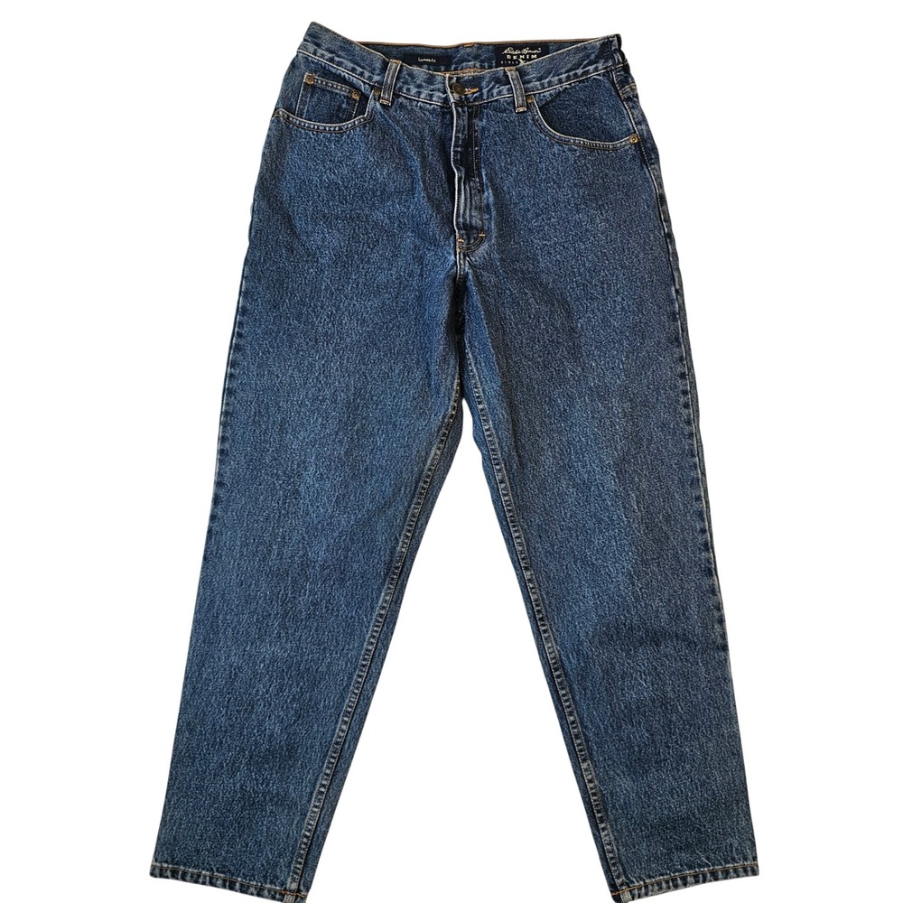 Eddie Bauer Loose Fit High Rise Tapered Leg Jeans Medium Wash Blue Denim 12P